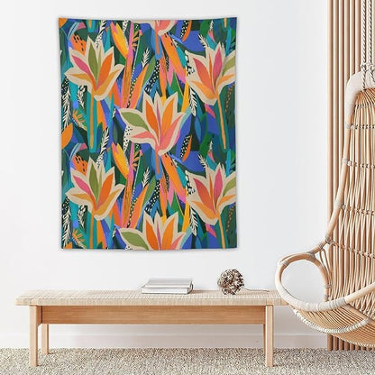 ICMOLYYENLO Boho Green Leaves Tapestry, Mid Century Abstract Tropical Palm Leaves Modern Minimalist Geometric Wall Hanging, Neutral Home Decor Art for Living Room Bedroom Dorm 40x60 Inch