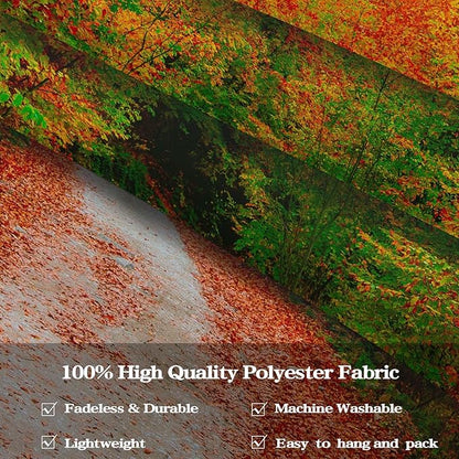 AMM Autumn Forest Tapestry Nature Fall Tree Thanksgiving Tapestry for Bedroom Aesthetic Autumn Path Yellow Red Fallen Leaves Landscape Tapestries Wall Hanging for Living Room Dorm 80 x 60 Inch