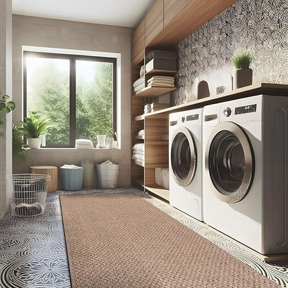 CAMILSON Easy Jute Rug 2x3, Indoor Outdoor Natural Color Farmhouse Area Rugs for Living Room and Kitchen Rug, Solid Boho Woven Design, Easy-Cleaning, Washable Outside Carpet Alfombras (2 x 3)