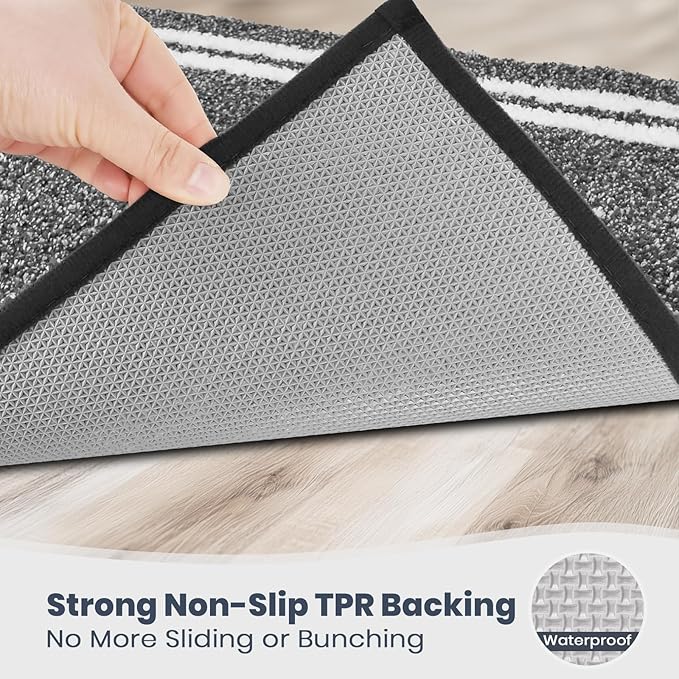 PURRUGS Bathroom Rug Non-Slip Machine Washable 24" x 36", Super Absorbent and Quick Dry Shaggy Microfiber Bath Mat, Extra Soft and Plush Bath Rug for Bathtub, Shower and Sink, Charcoal