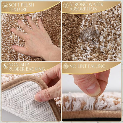 32PCS Bathroom Set Bathroom Sets with Shower Curtain and Rugs Beige Bathroom Accessories,Shower Curtain Set,Bathroom Rug Set with Bathroom Trash Can