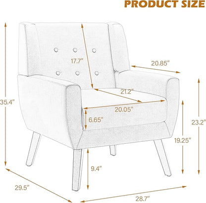 UIXE Faux Leather Accent Chair, Morden Upholstered Armchair for Living Room, Button Tufted Arm Chair Comfy Single Sofa Bedroom Side Reading Seat - Coffee