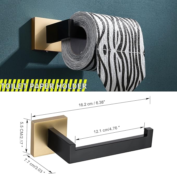 Bathroom Towel Bar Holder Sets Black and Gold 4-Piece Bathroom Hardware Set Stainless Steel Bath Accessories Kit. Wall Mounted,23.6 Inch