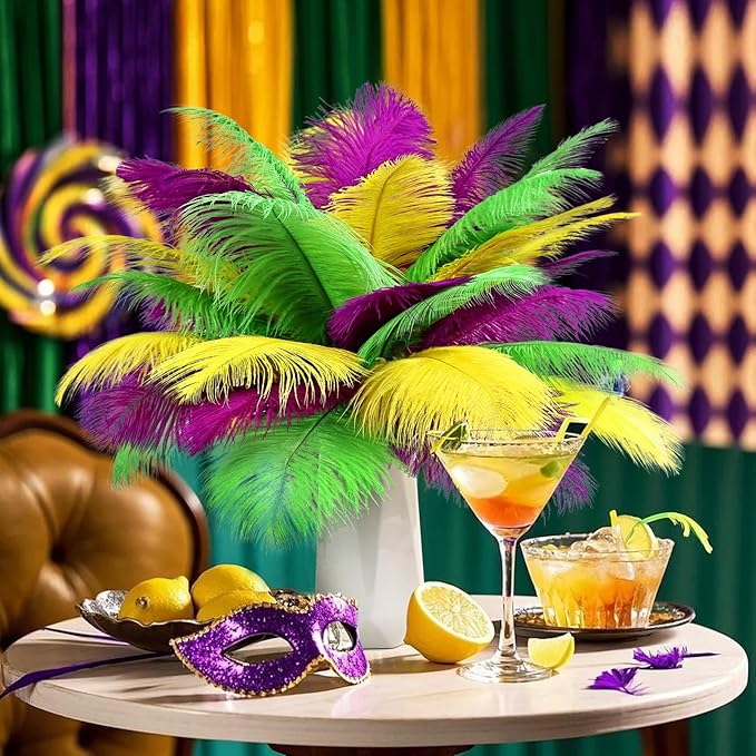 THARAHT Light Yellow Ostrich Feathers 12pcs Natural Bulk 8-10Inch 20cm-25cm for Wedding Party Centerpieces Easter Gatsbi and Home Decoration Feathers