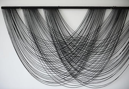 Flber Macrame Wall Hanging Black 59.00" W x 31.00" L Boho Wall Decor Large Boho Yarn Tapestry Living Room Bedroom Home Wall Décor