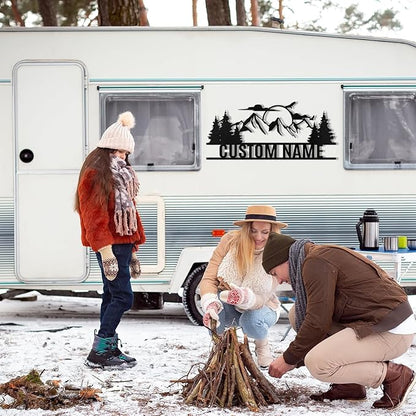 Personalized Mountain Metal Sign, Metal Mountain Wall Art Decor, Custom Family Name Sign, Custom Sign Outdoor Metal, Forest Home Decor Sign, Nature Wall Art, Cabin Decor, Housewarming Gifts