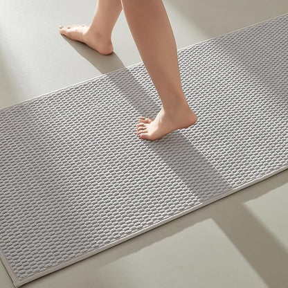 Bathroom Runner Rugs, Long Bath Mat Runner Washable Thin Quick Dry Low Pile Bathroom Runner Rugs Non Slip, Light Grey 24"x70"