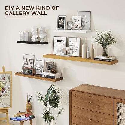 36 inch Floating Shelves Wall Shelves for Office with Invisible Brackets, 8 inch Deep Shelves for Bathroom, Living Room, Kitchen, Office, 36x7.9 inch deep Set of 2, Brown