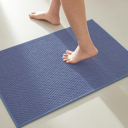 Bathroom Rugs Non Slip Washable, Super Absorbent Thin Bath Mat Small Quick Dry Low Pile Bathroom Rug, Denim Blue 20"x30"