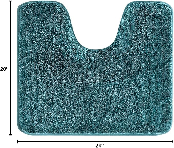 Suchtale Non Slip Bath Mat - Soft Microfiber Shaggy Bath Mat, Machine Washable, Thick Plush U Shape Toilet Rug (20 x 24, Teal)
