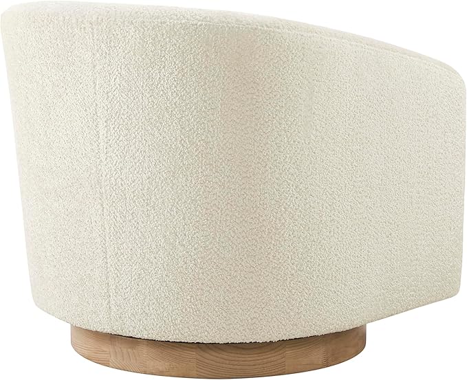 CHITA Swivel Accent Chair, FSC Certified Upholstered Fabric Barrel Chair for Living Room, Fully Assembled, Cream