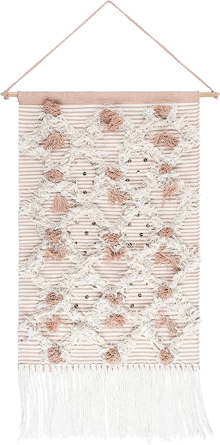 Mark&Day Wall Art, Unterweitersdorf Bohemian Farmhouse White Macrame Tapestry Wall Hanging for Living Room, Bedroom, Office or Kitchen (22"H x 14"W)