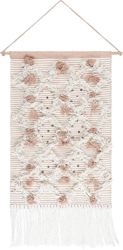 Mark&Day Wall Art, Unterweitersdorf Bohemian Farmhouse White Macrame Tapestry Wall Hanging for Living Room, Bedroom, Office or Kitchen (22"H x 14"W)