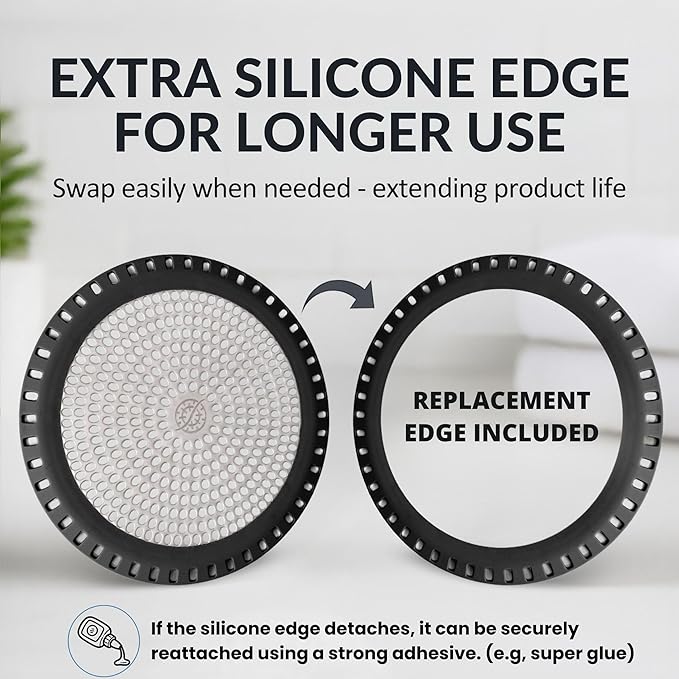 Shower Drain Hair Catcher – Ultra ShowerRing 5" Drain Cover for Flat & Domed Floors | Stainless Steel Hair Trap with Silicone Rim | High-Flow Strainer Prevents Clogs - Black