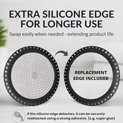 Shower Drain Hair Catcher – Ultra ShowerRing 5" Drain Cover for Flat & Domed Floors | Stainless Steel Hair Trap with Silicone Rim | High-Flow Strainer Prevents Clogs - Black