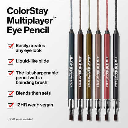 REVLON ColorStay Multiplayer Liquid-Glide Eye Pencil, Multi-Use Makeup With Blending Brush, Blends Then Sets, Creamy Texture, Waterproof, Smudge-proof, Longwearing, 403 Glitch Effect, 0.03 Oz