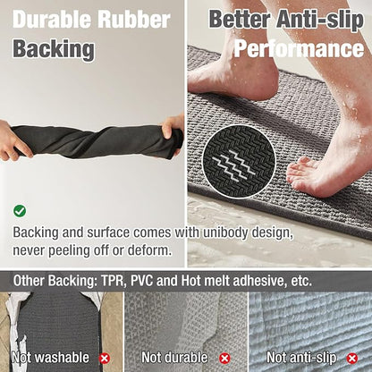 Bathroom Rugs Non Slip Washable, Super Absorbent Thin Bath Mat Small Quick Dry Low Pile Bathroom Rug, Light Grey 16" x 24" / 1'4" x 2'