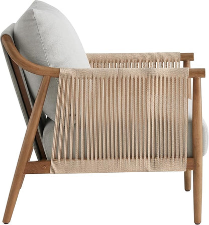 CHITA Braid Armchair, Modern Accent Chair for Living Room, Light Grey