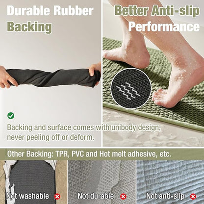 Bathroom Rugs Non Slip Washable, Super Absorbent Thin Bath Mat Small Quick Dry Low Pile Bathroom Rug, Sage 16"x24"