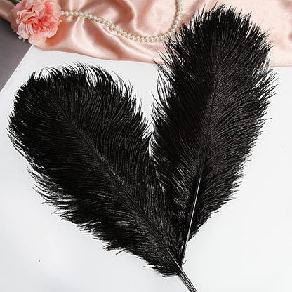 THARAHT Black Ostrich Feathers 12pcs Large Natural Bulk 16-18Inch 40cm-45cm for Wedding Party Centerpieces Halloween and Home Decoration Feathers