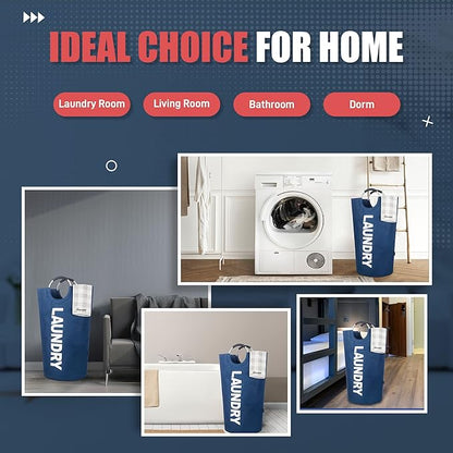 Caroeas 90L Laundry Basket (13 Colors), Waterproof Laundry Hamper, Laundry Bag with Padded Handles, Clothes Hamper Stands Up Well, Collapsible Laundry Basket Easy Storage