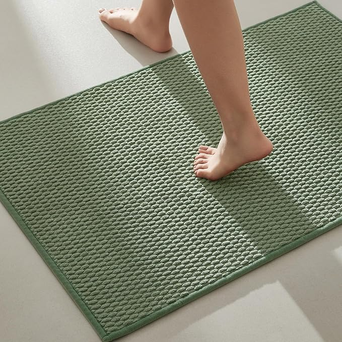 Bathroom Rugs Non Slip Washable, Super Absorbent Thin Bath Mat Quick Dry Low Pile Bathroom Rug, Sage Green 24"x36"