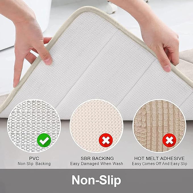 Buganda Memory Foam Bath Mat, 70" x 34", Ultra Soft and Non-Slip Bathroom Rugs, Water Absorbent and Machine Washable Bath Rug Runner for Bathroom, Shower, and Tub, Cream