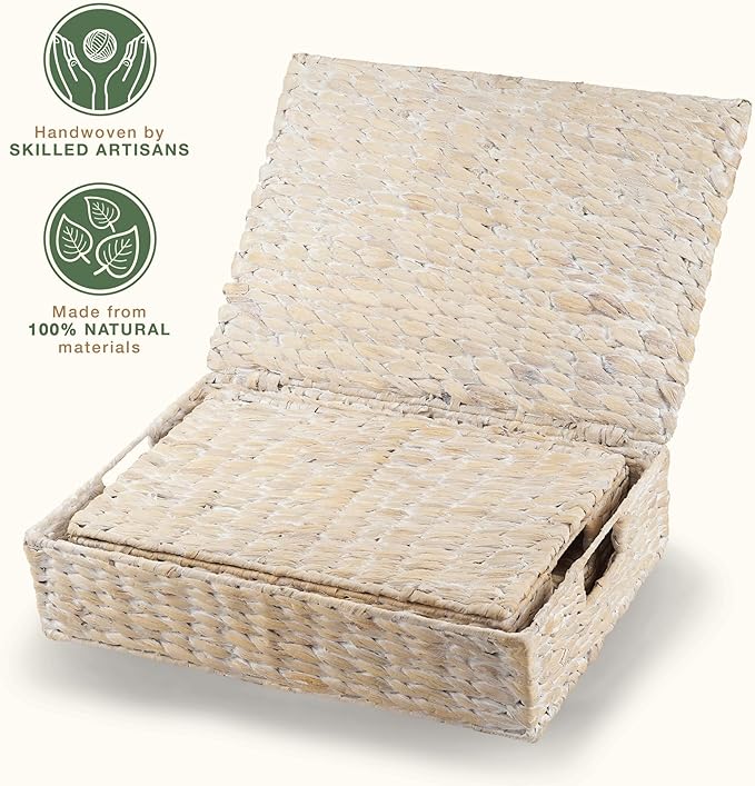 Set of 2 Decorative Storage Boxes With Lids for Home Decor, Shelves