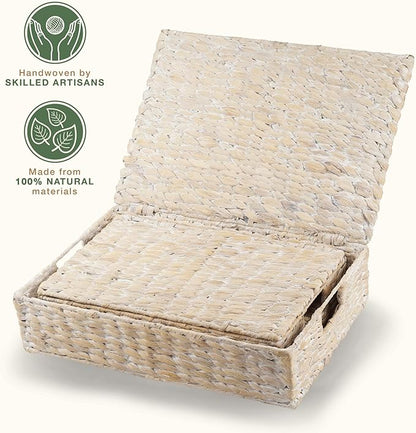 Set of 2 Decorative Storage Boxes With Lids for Home Decor, Shelves