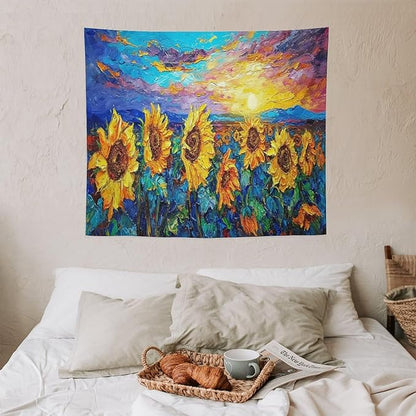 yowecso Sunflower Tapestry Sunset Flower Field Tapestry Wall Hanging for Bedroom Sunflower Tapestries Aesthetic Wall Decor for Home Dorm Living Room 50"x60"