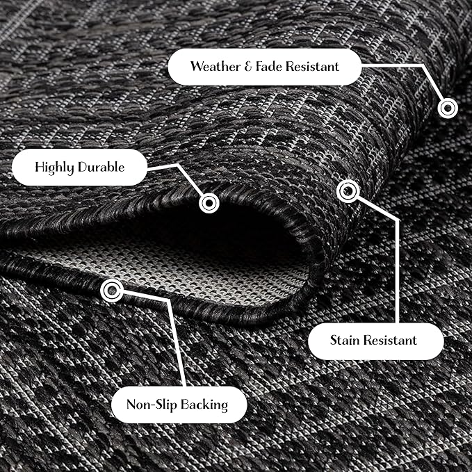 Adiva Rugs Outdoor Indoor Area Rug, Weather Resistant, Easy to Clean, Stain Resistant Floor Mat for Dining Room, Backyard, Deck, Patio (Pebble Weiss, 2'6" x 7')