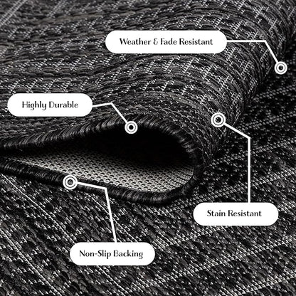 Adiva Rugs Outdoor Indoor Area Rug, Weather Resistant, Easy to Clean, Stain Resistant Floor Mat for Dining Room, Backyard, Deck, Patio (Pebble Weiss, 2'6" x 7')