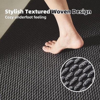 Black Bathroom Rugs Non Slip Washable, Super Absorbent Thin Bath Mat Small Quick Dry Low Pile Bathroom Rug, Black 16''x24''