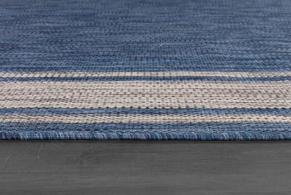 Beverly Rug Large Outdoor Rug 9x12 Modern Bordered Area Rugs for Indoor and Outdoor Patio Deck Porch Garden Waterproof Weather Sun Resistant Washable Outside Carpet (9 x 12 Navy)
