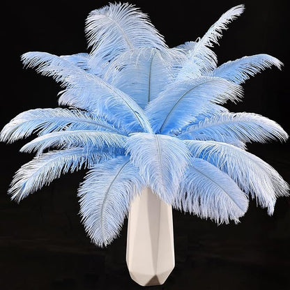 THARAHT Baby Blue Ostrich Feathers 24pcs Natural Bulk 10-12Inch 25cm-30cm for Crafts Wedding Party Centerpieces Easter Gatsbi and Home Decoration Feathers