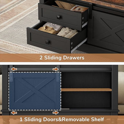 31.5" Lift Top Coffee Table with Storage, Farmhouse Coffee Tables for Living Room, Square Coffee Table with Large Hidden Storage Compartment, 2 Drawers & Removable Shelves, Black