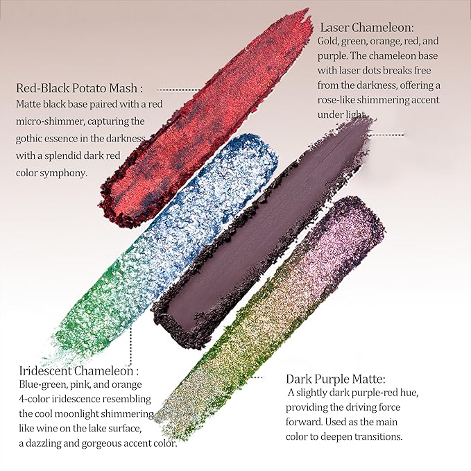 16 Color Gothic Eyeshadow Palette, Duo Chrome Pressed Powder with Ultra-Pigmented Formula, Long-Lasting Dark Makeup Kit - 09 Floating Life