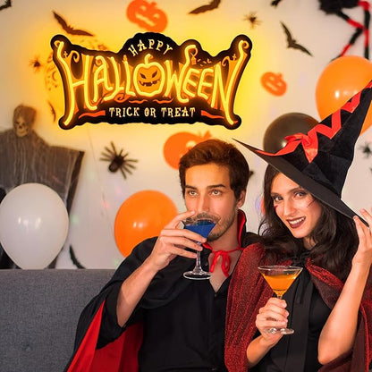 SELICOR Happy Halloween Neon Signs for Wall Decor,Halloween Pumpkin Neon Light Sign,USB Powered Light Up Acrylic LED Sign With Hooks for Bedroom,Kids Room,Living Room,Bar,Party,Halloween Decor