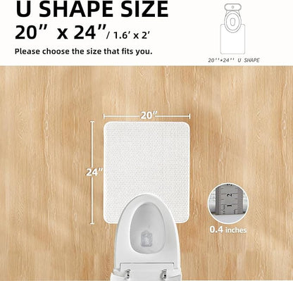 Toilet Rug, Thin Toilet Rugs U Shaped Washable Non Slip Absorbent Quick Dry Low Pile Toilet Mat, White 20"x24" U Shape