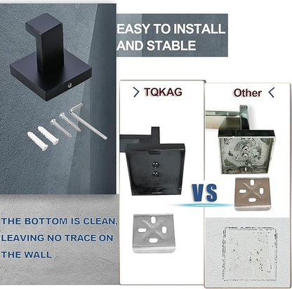 Bathroom Towel Bar Holder Sets Matte Black 4-Piece Bathroom Hardware Set Stainless Steel Bath Accessories Kit. Wall Mounted,23.6 Inch