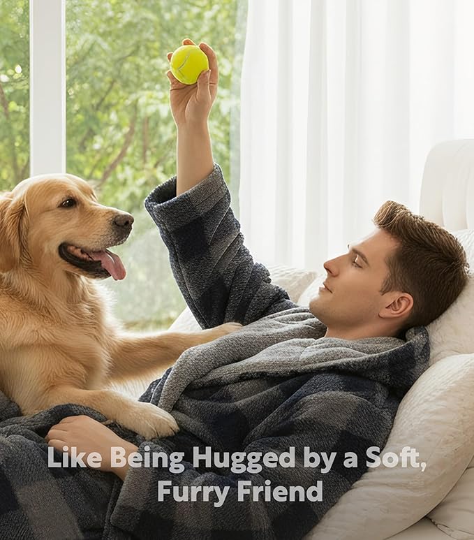 DAVID ARCHY Men's Soft Fleece Plush Robe Full Length Long Bathrobe