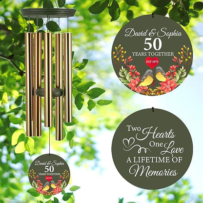 ASTARIN 50th Anniversary Wind Chimes Personalized, 30"/36" Deep Tone Wind Chimes for Wife Husband Parents, Romantic Souvenirs for Men Women Couple