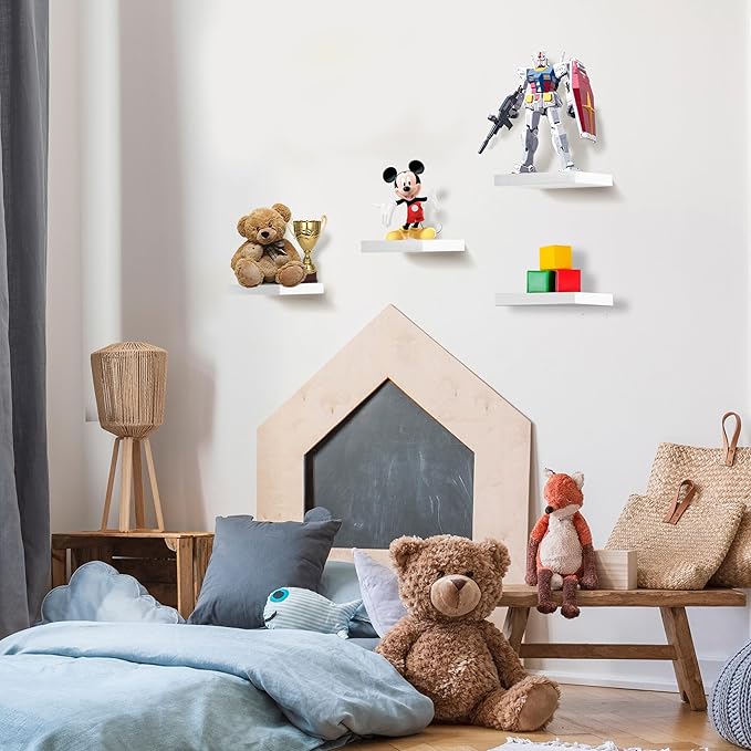 Sorbus Square Floating Shelf for Wall - 4 Small Shelves with Invisible Mounting Brackets for Living Room Decor, Bedroom, Bathroom Decor, Home & Kitchen - 9" Wall Shelf to Display Photos Trophies