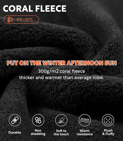 DAVID ARCHY Men's Soft Fleece Plush Robe Full Length Long Bathrobe