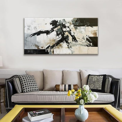 TAIJXAGSG Modern Wall Art Minimalist Abstract Wall Art Prints Painting Cool Robot Black White Canvas Art Wall Decor Picture For Bedroom Office Living Room Home Wall Decor 24"X48"