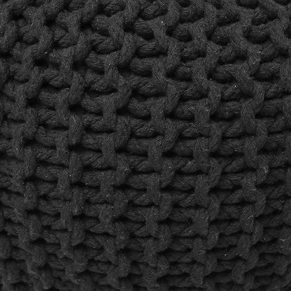 REDEARTH Round Pouf Foot Stool Ottoman - Cotton Hand Knitted Dori Pouffe - Cord Boho Home Décor - Stuffed Cable Poof for Living Room - Bedroom (19.5"x19.5"x14") - Dark Gray