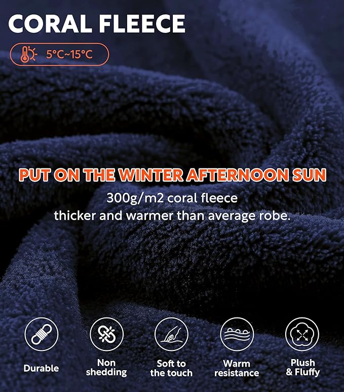 DAVID ARCHY Men's Soft Fleece Plush Robe Full Length Long Bathrobe