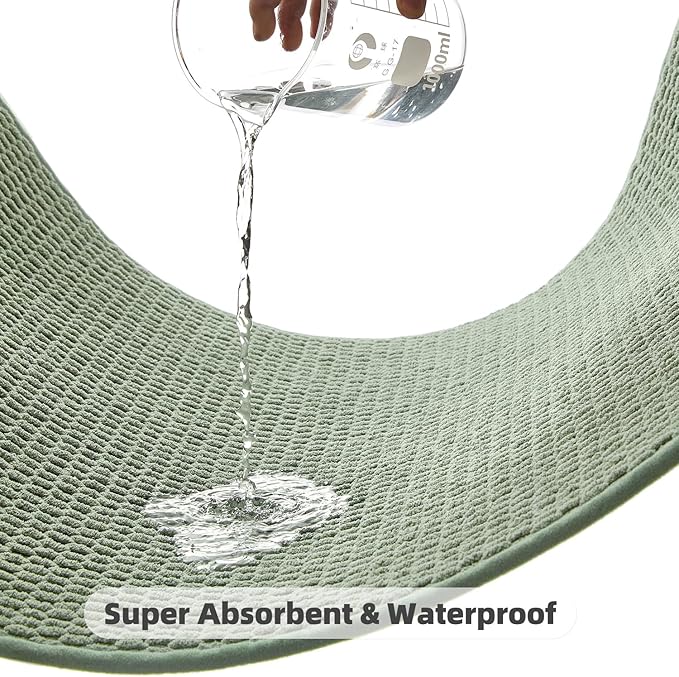 Bathroom Rugs Non Slip Washable, Super Absorbent Thin Bath Mat Quick Dry Low Pile Bathroom Rug, Sage Green 24"x36"