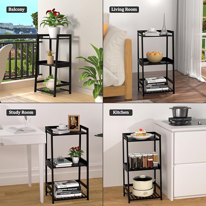 3 Tier Bamboo Bathroom Shelves, Ladder Shelf for Storage, Rustic Home Organizer, Space-Saving Design, Stylish Display Nightstand, Stylish Storage Solution for Home, Living Room, Kitchen