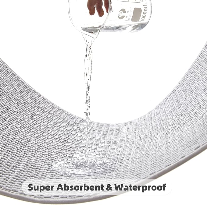 Bathroom Rugs Non Slip Washable, Super Absorbent Thin Bath Mat Quick Dry Low Pile Bathroom Rug, Light Grey 24"x36"